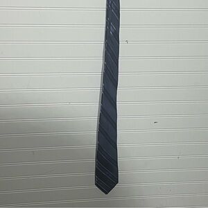 Michael Kors Navy and Purple Diagonal Stripe Silk Tie
